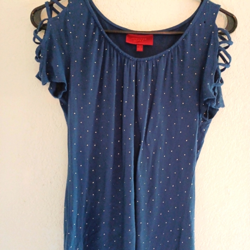 Navy blue XSmall poka dot top